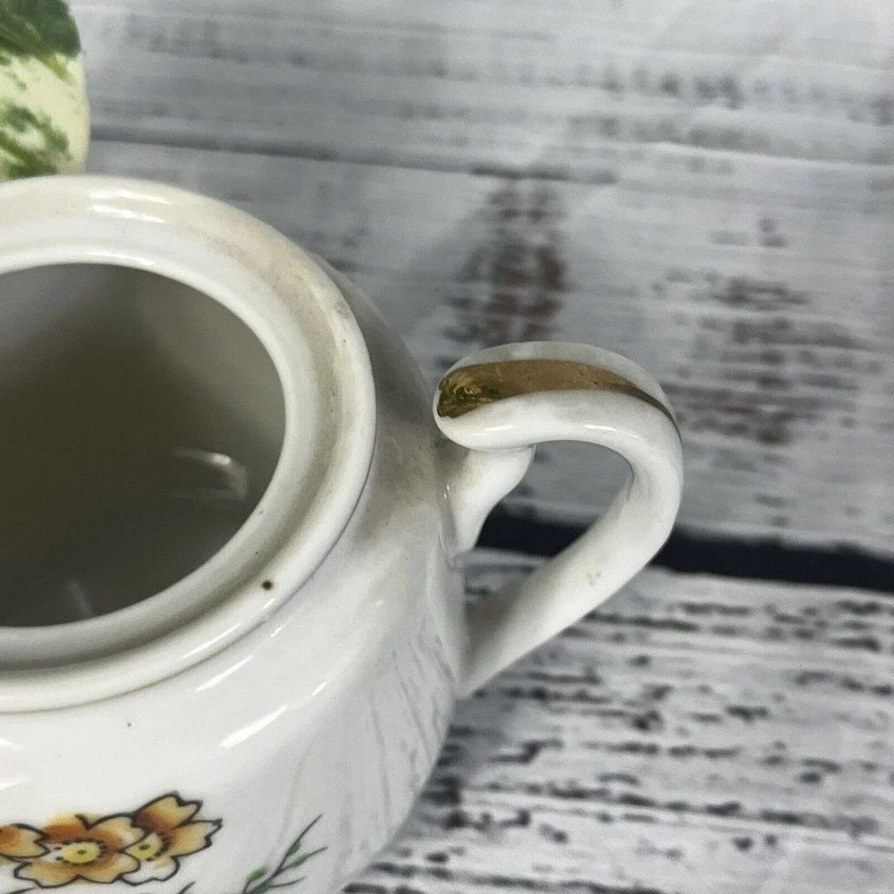 Vintage Hall's Orange Poppy Sugar Bowl & Lid Porcelain with Gold Trim